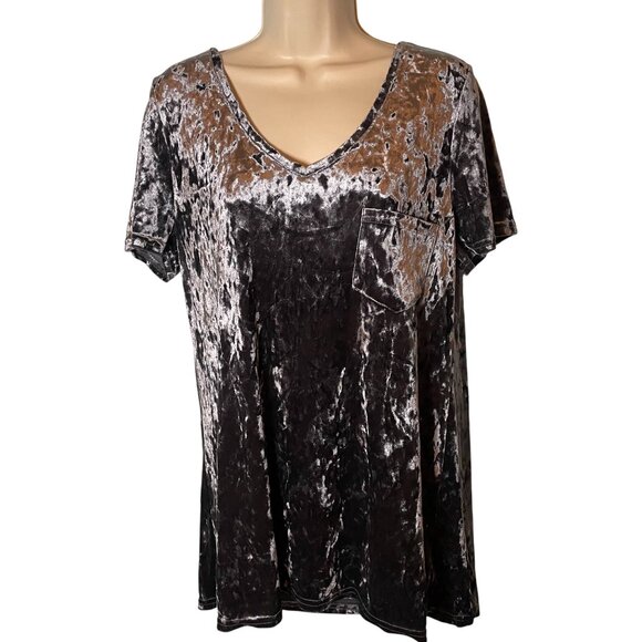 Spring & Mercer Crushed Velvet Legging Tee Tunic Sz M Pewter Whimsigoth Gothic - Picture 1 of 8